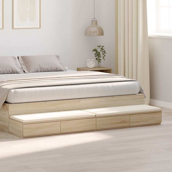 vidaXL Zásuvky pod posteľ so zásuvkou Sonoma dub 200 x 36,5 x 16,5 cm