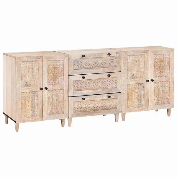 vidaXL Servírovacia skriňa 3 pcs Biela 180 x 33,5 x 75 cm