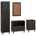 vidaXL Set kabinetov do kúpeľne 4 ks Čierna a mosadz 38 x 33 x 160 cm