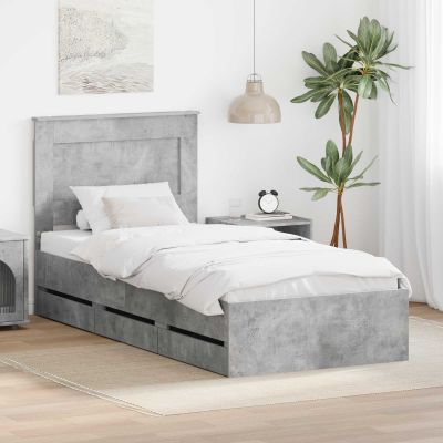 vidaXL Rám postele Betónová šedá 90 x 190 cm Inžinierske drevo