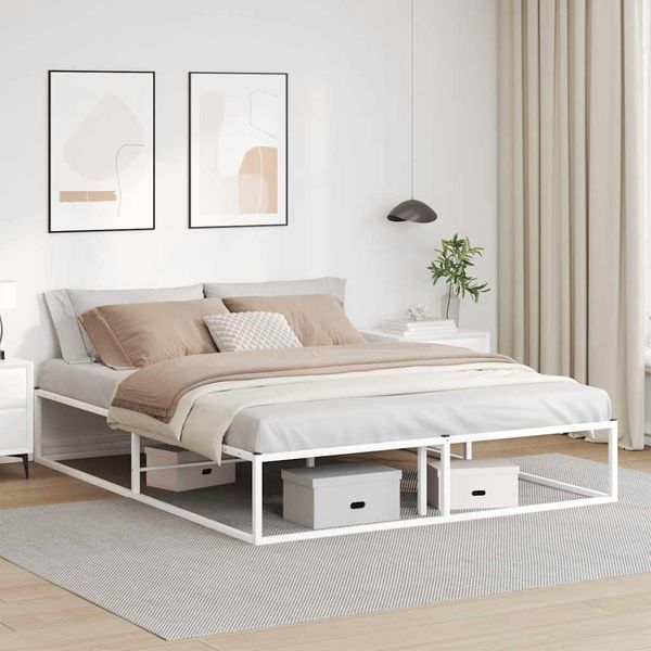 vidaXL Posteľ bez matraca biely 160x200 cm kov
