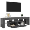 vidaXL TV skrinka s LED svetlami, lesklá sivá 140x36,5x40 cm
