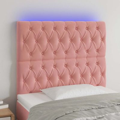 vidaXL Čelo postele s LED ružové 100x7x118/128 cm zamat