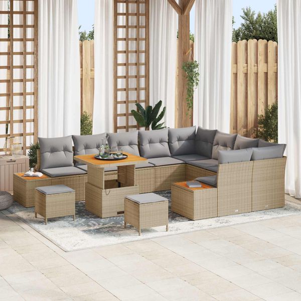 vidaXL Súprava záhradných pohoviek 12 pcs Beige a svetlo šedá