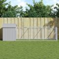vidaXL Búda pre psa so strechou bledosivá 117x405x123 cm pozin. oceľ