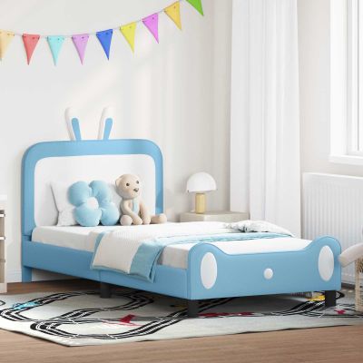 vidaXL Detský rám na posteľ s čelom Modrá 80 x 200 cm PU