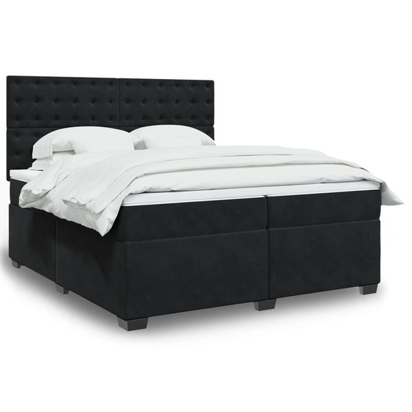 vidaXL Posteľný rám boxspring s matracom čierny 200x200 cm zamat