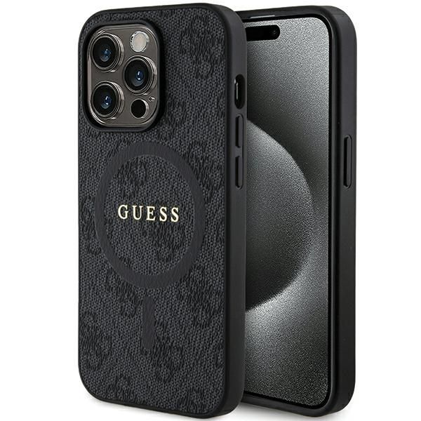 Puzdro Guess pre iPhone 15 Pro Max 6,7" GUHMP15XG4GFRK čierna HC MAGSAFE PU 4G RING CLASSIC LOGO