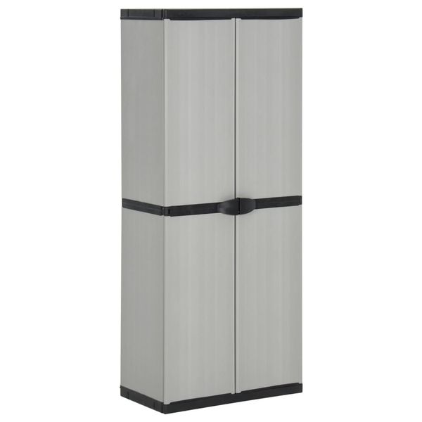 vidaXL Záhradná úložná skriňa s 3 policami sivá a čierna 68x40x168 cm