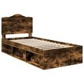 vidaXL Rám postele Dymová dub 90 x 200 cm Masívne borovicové drevo