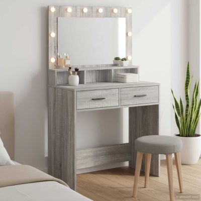 vidaXL Toaletný stolík Sivý Sonoma 79 x 41 x 135 cm Kompozitné drevo