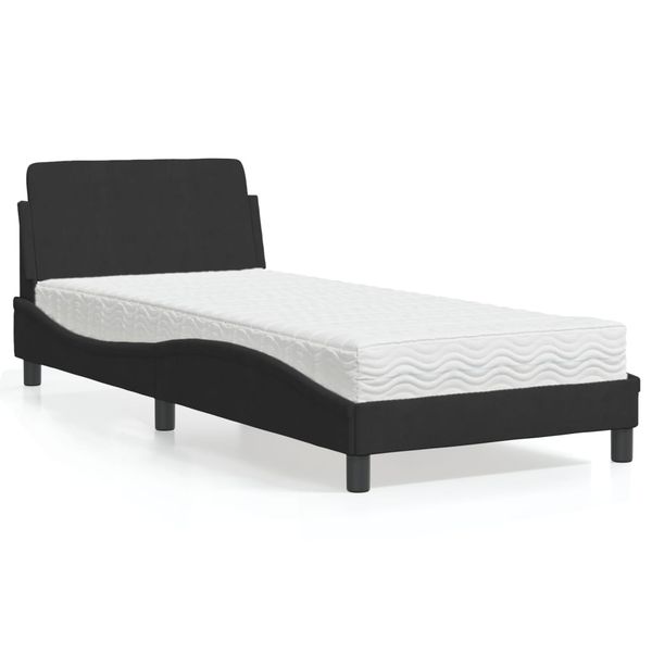 vidaXL Posteľ s matracom Dover čierny 80x200 cm zamat