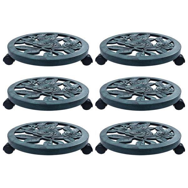 vidaXL Vozíky pod kvetináče 6 ks zelené 38 cm plast