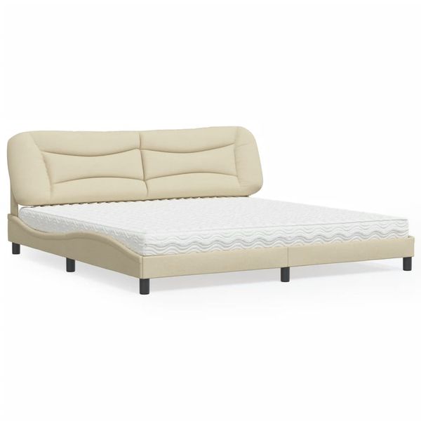 vidaXL Posteľ s matracom Hvar krémová 200x200 cm látka