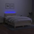 vidaXL Posteľ boxsping s matracom a LED krémová 120x200 cm látka