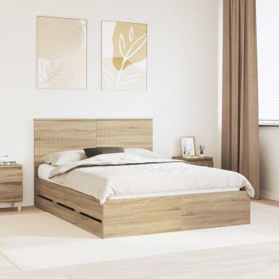 vidaXL Rám postele Sonoma dub 150 x 200 cm Inžinierske drevo