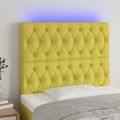 vidaXL Čelo postele s LED zelené 100x7x118/128 cm látka