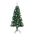 vidaXL Rohový umelý vianočný strom s 150 LED-i Zelená 150 cm PVC a kov