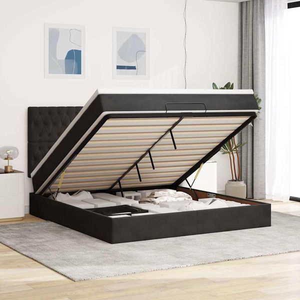vidaXL Osmanský rám postele s matracmi čierna 160x200 cm zamat