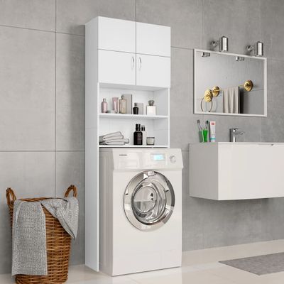 vidaXL Skrinka na práčku, biela 64x25,5x190 cm, kompozitné drevo