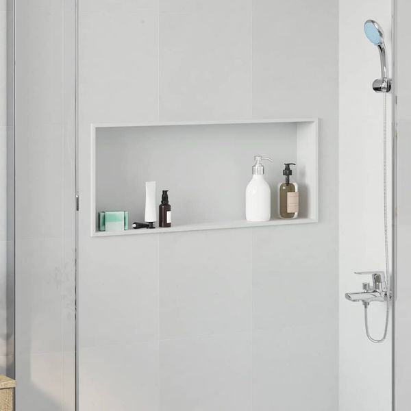 vidaXL Sprchový výklenok Biela 75 x 30 x 9,5 cm Nerezová oceľ