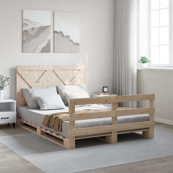 vidaXL Posteľný rám s čelom 160x200 cm borovicový masív