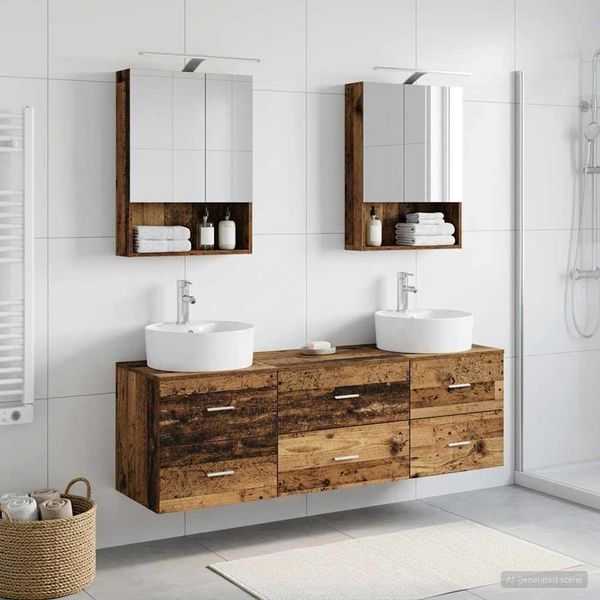 vidaXL Sada kúpeľňového nábytku 5 pcs Staré drevo