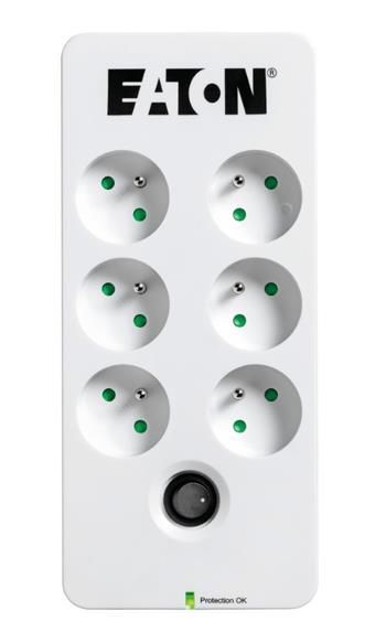 EATON přepěťová ochrana Protection Box 6 FR, 6 zásuvek Prepetová ochrana, 6 zásuvek, Francie/Belgie, 10A, 250V, bílo-cerná
