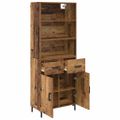 vidaXL Highboard Staré drevo 69,5 x 34 x 180 cm Kompozitné drevo
