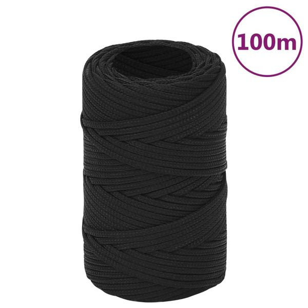 vidaXL Lodné lano čierne 2 mm 100 m polypropylén