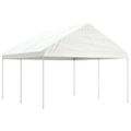 vidaXL Altánok so strechou, biely 4,46x4,08x3,22 m, polyetylén