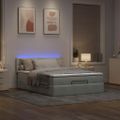 VidaXL Osmanská posteľ s matracom a LED svetlosivá 140x190cm zamat