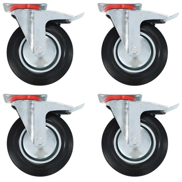 vidaXL Otočné kolieska s dvojitou brzdou 4 ks, 200 mm