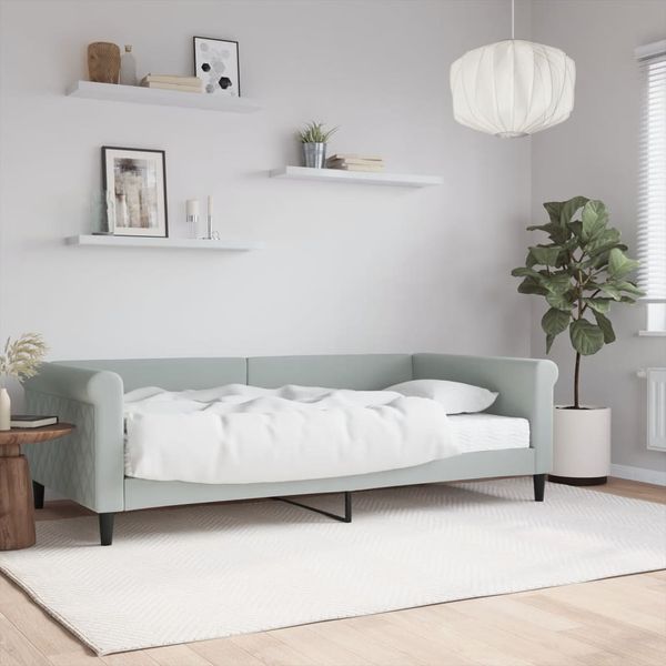 vidaXL Denná posteľ s matracom bledosivá 100x200 cm zamat