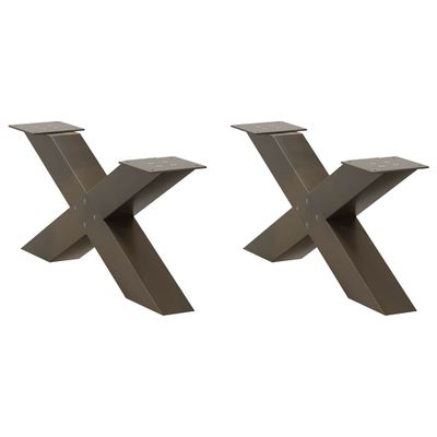 vidaXL Nohy konferenčného stolíka v tvare X, 2 ks, prírodná oceľ, 70 x (30-31) cm, oceľ