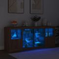 vidaXL Komoda s LED svetlami hnedý dub 163x37x67 cm