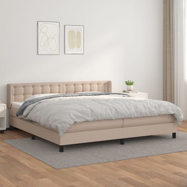 vidaXL Boxspring posteľ s matracom kapučínová 200x200 cm umelá koža