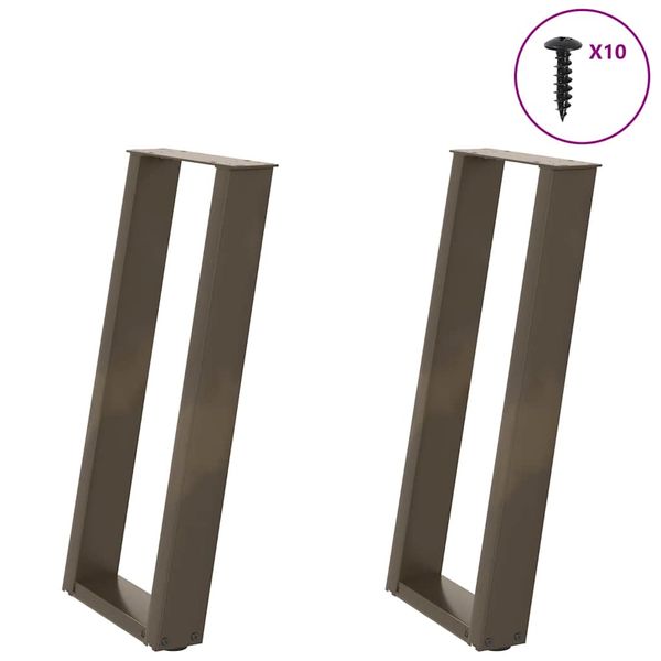 vidaXL Nohy konzolového stolíka v tvare U, 2 ks, prírodná oceľ, 28 x (72-73) cm, oceľ