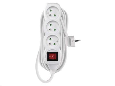 Prodlužovací kabel EMOS P1317 / 7 m / 3 zásuvky / s vypínačem / bílý / PVC / 1 mm2