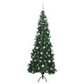 vidaXL Rohový umelý vianočný strom s 300 LED-i Zelená 210 cm PVC a kov