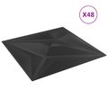 vidaXL Nástenné panely 48 ks 50 x 50 cm Čierny Star XPS Pena