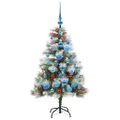 vidaXL Umelý vianočný stromček Zelená a biela 120 cm PVC, kov a plast