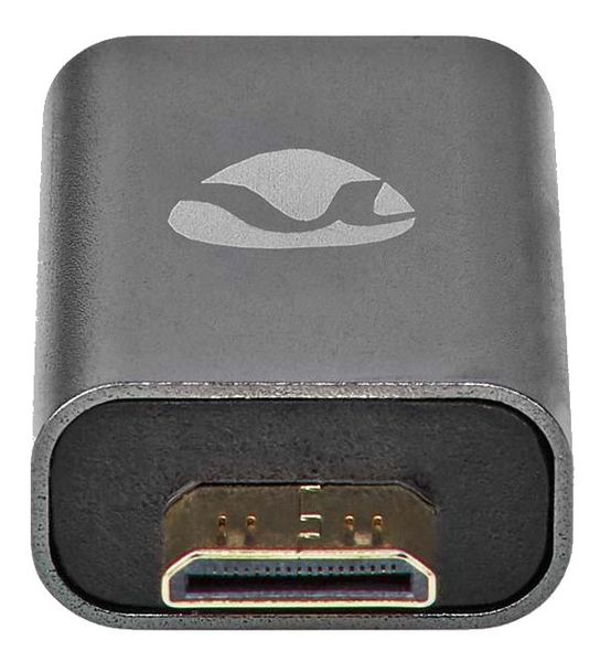 NEDIS adaptér HDMI/ HDM mini zástrčka – HDMI zásuvka/ BOX/ šedý Adaptér, mini-HDMI na HDMI, 4K@60Hz, ARC, Ethernet, pozlacené kontakty, hliníkový, šedý