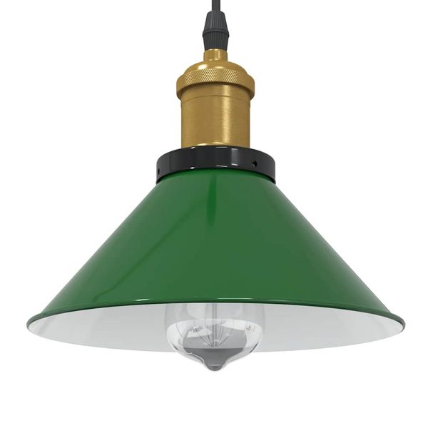 VidaXL Závesná lampa výškovo nastaviteľná E27 lesk zelená Ø 22 cm kov