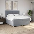 vidaXL Posteľný rám boxsping s matracom bledosivý 200x200 cm látka