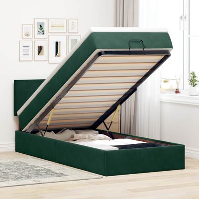 vidaXL Osmanský rám postele s matracom tmavozelená 90x190 cm zamat