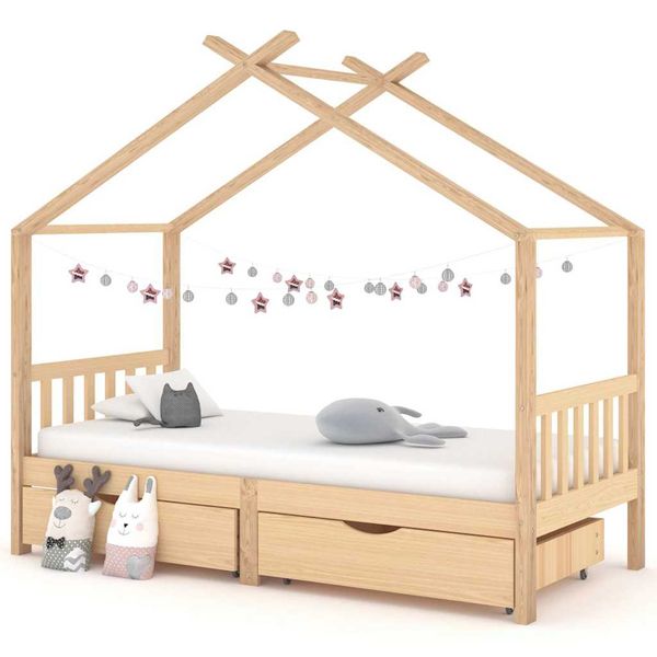 vidaXL Detský rám postele so zásuvkami borovicový masív 90x200cm