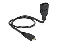 Delock OTG ShapeCable - Predlžovací kábel USB - USB (F) na Micro USB typ B (M) - USB 2.0 OTG - 50 cm - čierna