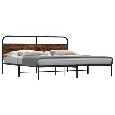 vidaXL Kovový posteľný rám bez matraca dymový dub 200x200 cm