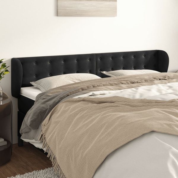 vidaXL Čelo postele so záhybmi čierne 163x23x78/88 cm zamat